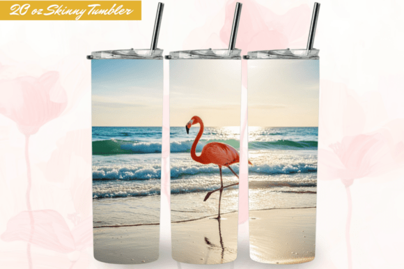 Download Summer Flamingo 20oz Skinny Tumbler Wrap - Premium Bundle
