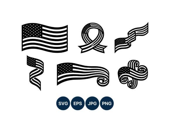 Download American Flag Ribbon Black White Vector - Premium Resources