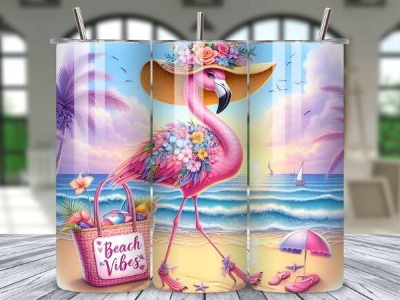 Download Beach Day Flamingo Tumbler Wrap Design - Tumbler wrap design Collection
